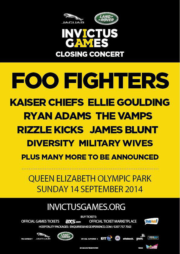 Tickets for Invictus Games closing ceremony featuring Foo Fighters