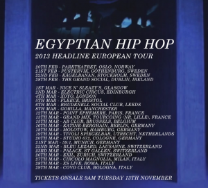 Egyptian Hip Hop tour dates 2013